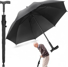 Walking Cane Umbrella, Walking Sticks Crutch Umbrella, Heavy Duty Frame,Light...