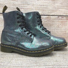 Dr. Martens Pascal Iridescent Crackle Boots Size US 6 UK 4 Metallic Sparkle