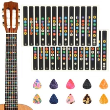 2 Pcs Guitar Fretboard Stickers, Guitar Note Stickers, Learn Guitar Tabs, Sti...