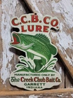 VINTAGE CREEK CHUB BAIT CO. PORCELAIN SIGN OLD FISHING LURE TACKLE ROD REEL SHOP
