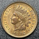 1892 Indian Head Cent 1c Choice AU+ About Uncirculated