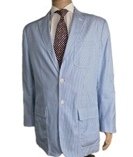Polo Ralph Lauren Vtg Sport Coat Men 42L Blue/White Striped 3 Roll 2 Altered