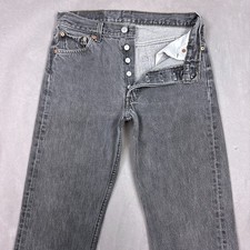 Vintage Levis 501 Jeans Mens 28x36 Black 90s Made USA Button Fly Pant Tag30x36 