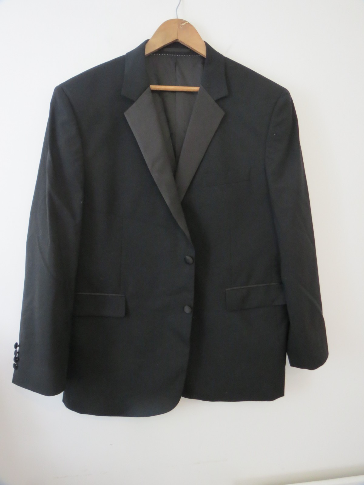 Tuta smoking Moss Bros 46 corta nera Savile fila 2 pezzi tacca bavero lana