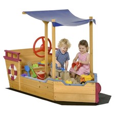 63" Wooden Kids Sandbox with Covered Protection Under Canopy