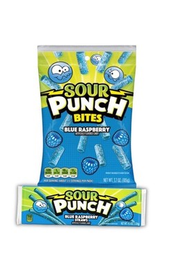 Sour Punch Blue Raspberry Bites & Straws Sour Candy Assortment, Bags