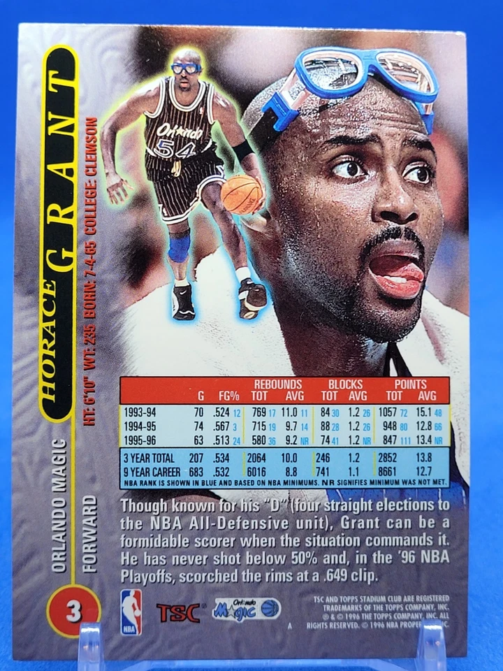 1996-97 Topps Stadium Club TSC Matrix Horace Grant #3 - Image 2 of 2