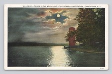 Postcard Miller Bell Tower In Moonlight, Chautauqua Institution, Chautauqua, NY