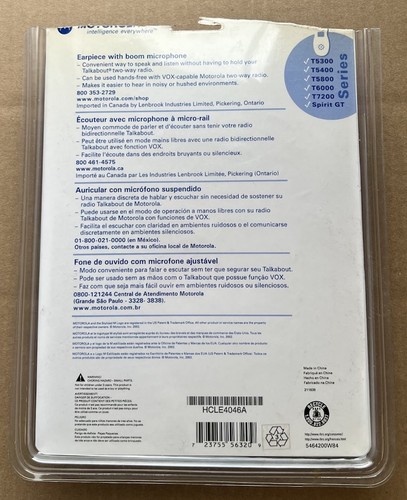 OEM MOTOROLA Earpiece with Boom Microphone for Talkabout 2-Way Radios 56320 - Picture 2 of 3