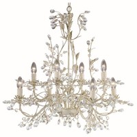 Feiner Kronleuchter 8X E14 Ø74Cm Pendelleuchte Glas Pendelleuchte Creme Gold
