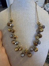 Gold Tone Sparkly Beaded Necklace with Matching Earrings Costume Jewelry Set