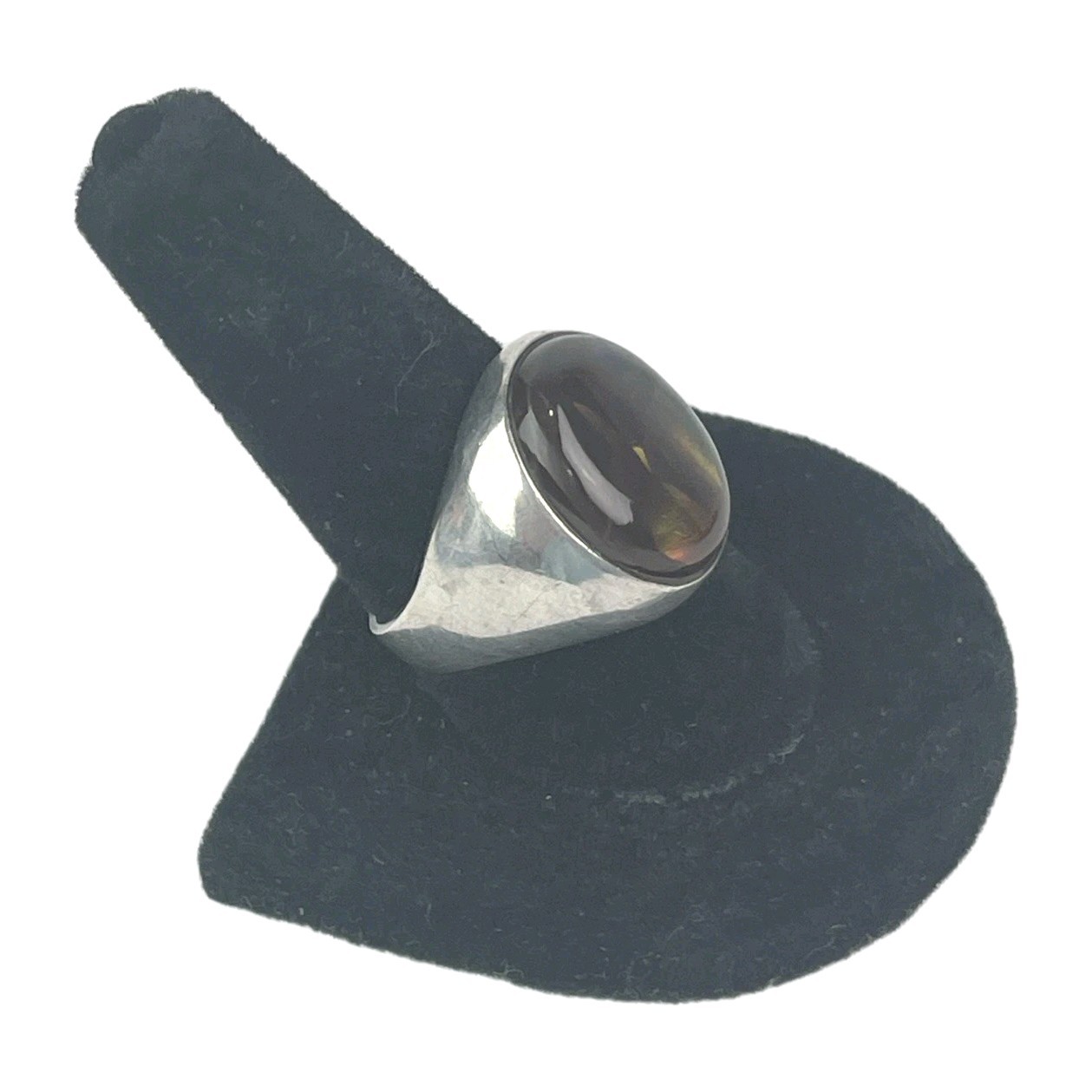 Vintage Solid Silver Fire Agate Large Heavy Ring … - image 2