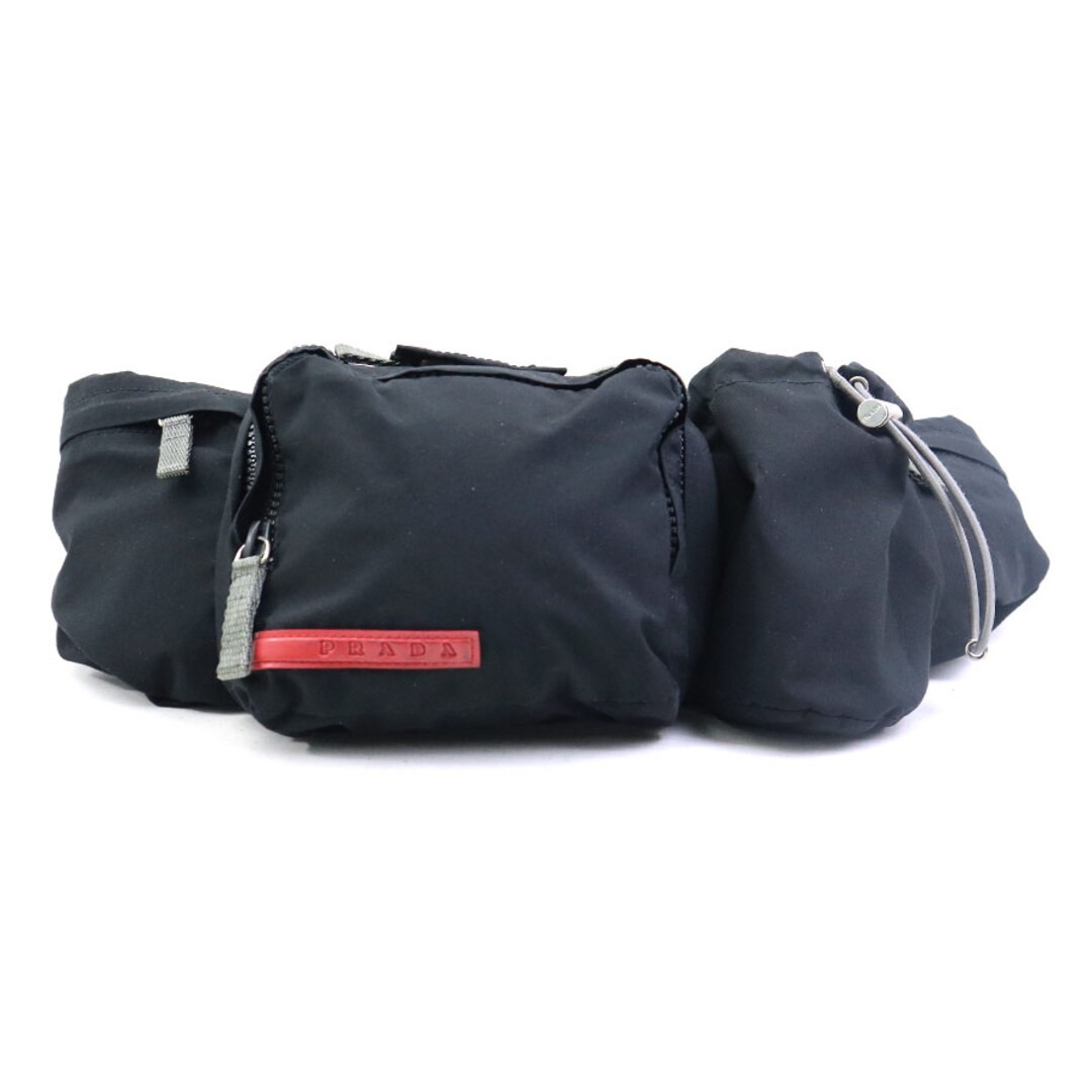 PRADA waist bag body bag sports line polyester black unisex  used r10943a
