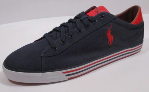 POLO RALPH LAUREN SIZE 16 D BLUE RED MENS CANVAS HARVEY FASHION SNEAKER SHOE - Picture 10 of 18