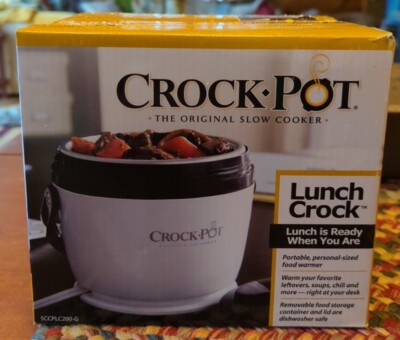 Crock-Pot  Lunch Crock  Food Warmer, Black-White,20 Ounces, Stainless Steel, NEW