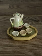 Miniature Pottery Tea Set 70s Drip Glaze Vintage
