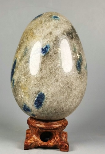 Orbicular Blue Azurite in K2 Jasper Granite Sphere Polished Egg Stone Healing - Picture 4 of 12