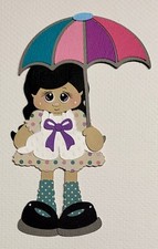 April Mini Calendar Girl Black Hair. Scrapbook, Card making Paper Piecing