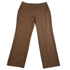 Apt. 9 Pants Women's Flat Front Slash Pocket Modern Fit Trousers Brown 14