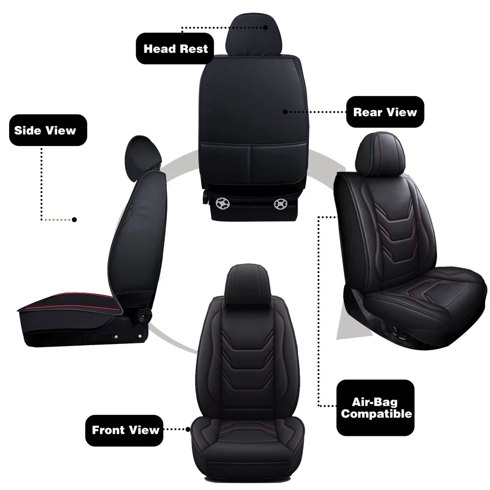 Full Surround Set For Toyota Car 5-Seat Cover Luxury  Leather Cushion Covers USA Foto 4 de 4