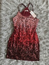 MANER Women's Glitter Sequin Dress Adjustable Spaghetti Strap Sparkle Party  (S)