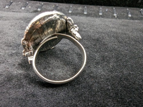 UNCAS silberfarbener türkisfarbener Ring Größe 5 Cabochon Set im geflochtenen Design Vintage - Bild 4 von 6