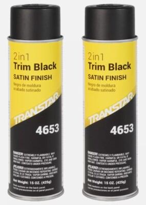 Transtar 4653 2 in 1 Trim Aerosol Satin Black 15 oz each (2 Pack)