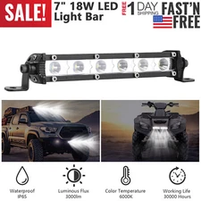 7'' 18W Spot Flood LED Work Light Bar Lamp Driving Fog Offroad SUV 4WD Car Truck