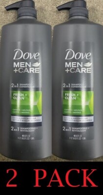 2x Dove Men + Care 2 in 1 Shampoo + Conditioner Fresh + Clean 40oz Bottle 2 PACK