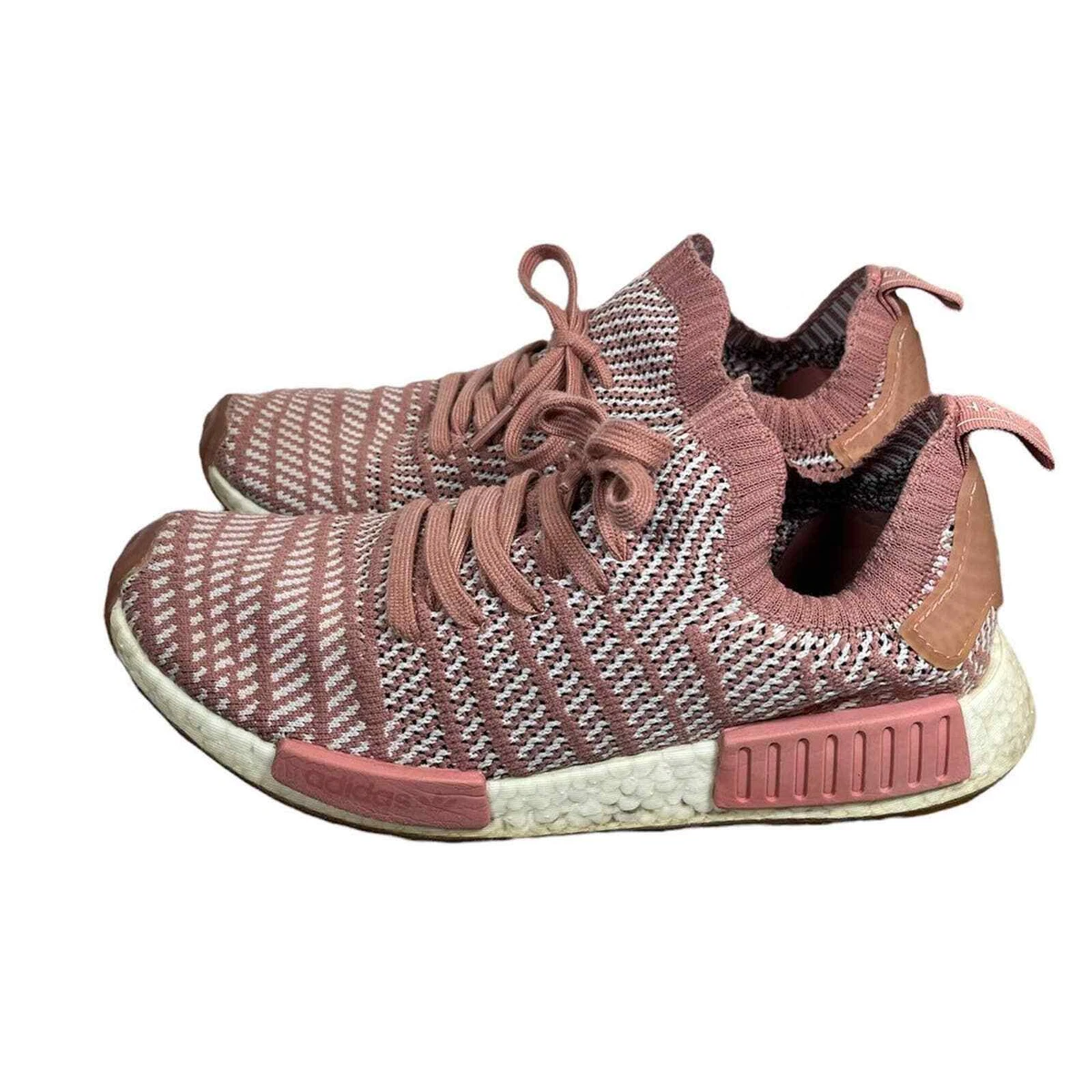 Adidas NMD R1 Primeknit Low Trainers CQ2028 Ash Pink White womens