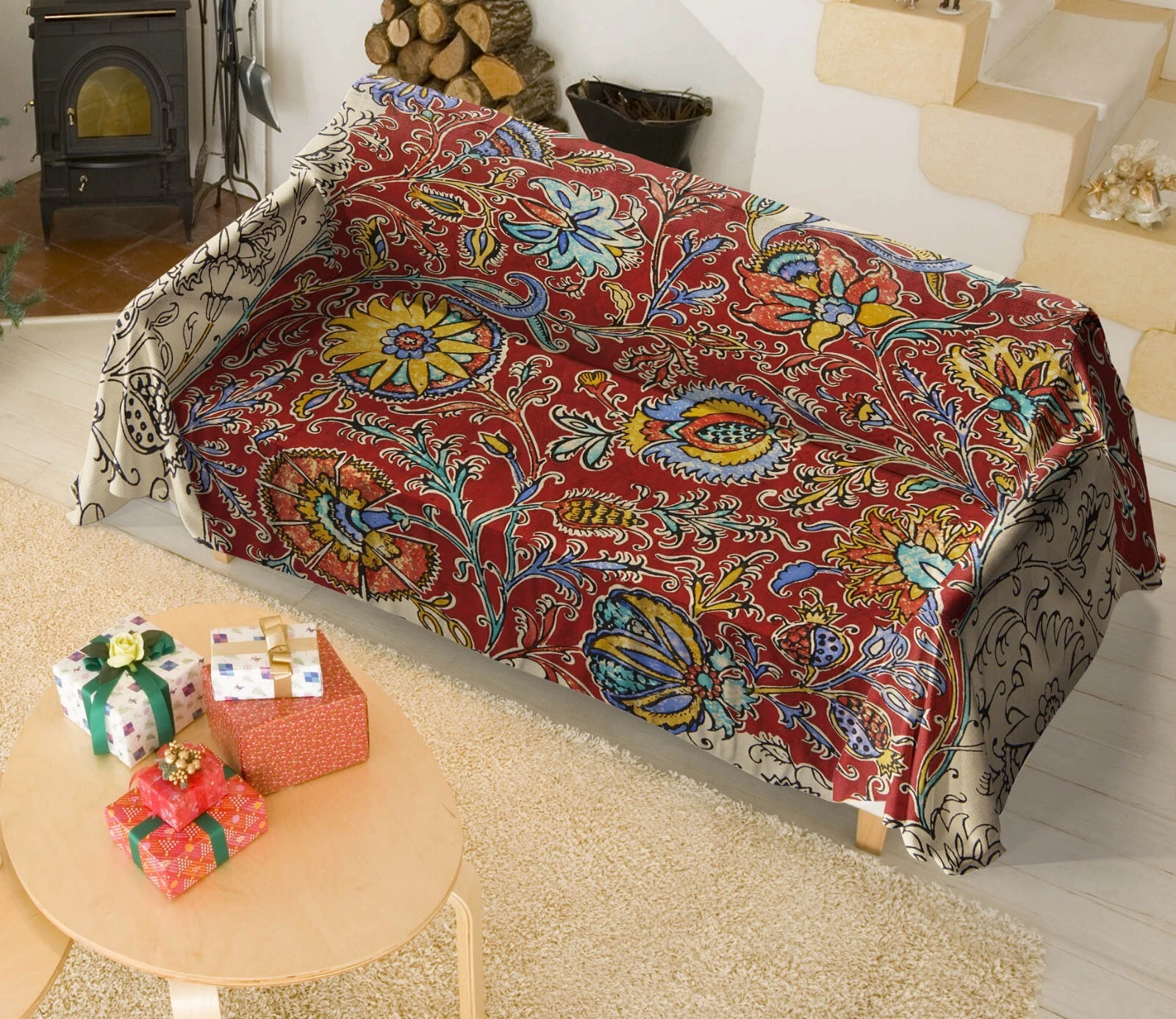 3D Retro Flower N14 Sofa Cover High Stretch Lounge Slipcover Protector Couch Eve