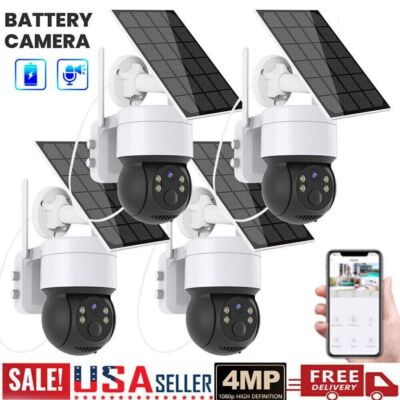 Wireless Solar Battery Powered WiFi Outdoor Pan/Tilt Home Security Camera System