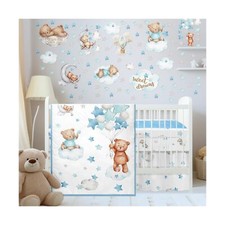 Mixweer 5 Pcs Crib Bedding Set for Toddlers Include Cloud Balloon Bear Theme ...