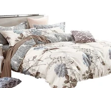 Swanson Beddings Daisy Silhouette Reversible Floral Print 3-Piece 100% Cotton...