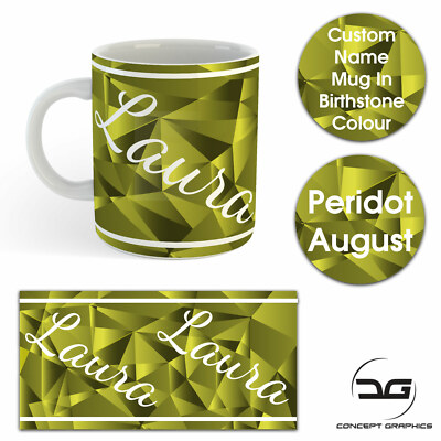 Individuell personalisiert Name Text Geburtsstein Farbeffekt Tee Kaffee Becher Tasse Geschenk