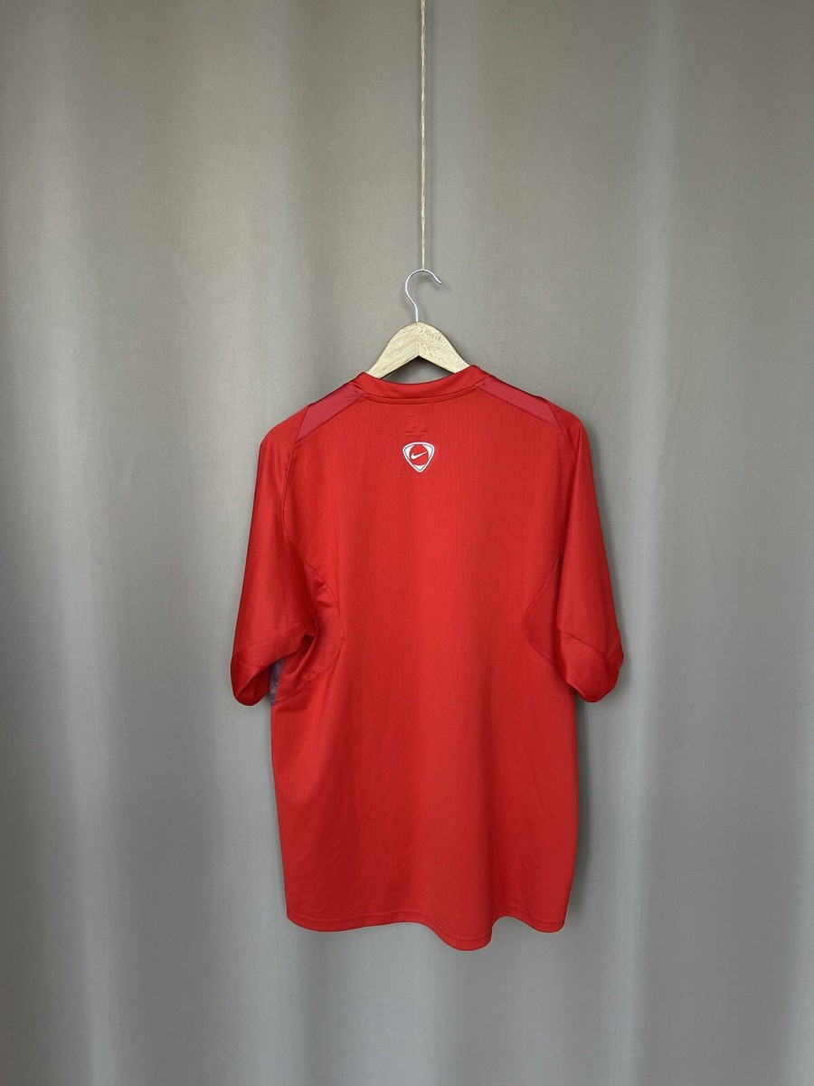 90s NIKE サッカーシャツ Vネック レッド 赤色 オールド ヴィンテージ Vintage Nike Center Check V Neck Short Sleeve Jersey Shirt