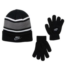 Nike Kids Futura Stripe Beanie Gloves Set