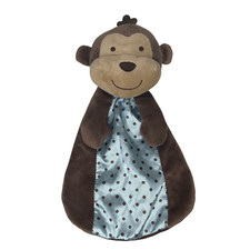 CARTERS JUST ONE YOU BROWN MONKEY BLUE SATIN LOVEY RATTLE SECURITY BLANKET