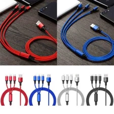 3 in1 Multi Charger Cable Cord Type C Micro USB Data Sync Fast Charging