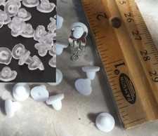 Rubber Clip On Earring Super Soft Cushion Pads Clear or White .20x.30" .20x.25"