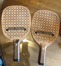 Vintage Pair of World Champion Official Equipment Paddle Ball Racquets Wood