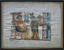 PAPIRO EGIZIO ANTICO EGITTO HORUS PROTEGGE FARAONE DONA ANKH MOGLIE FIOR DI LOTO