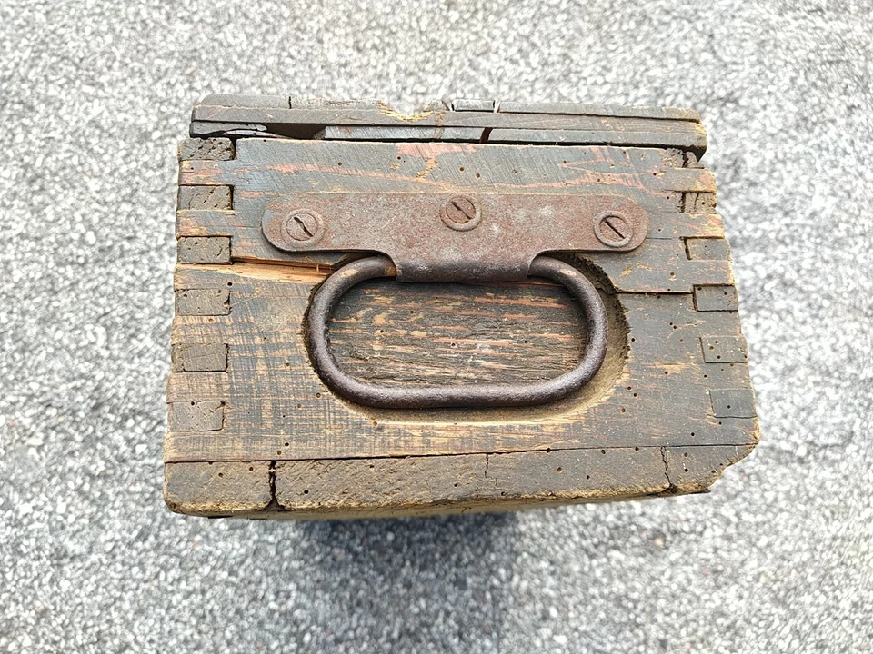 ww1 CAISSE EN BOIS MUNITIONS ORIGINALE avec marquage - Photo 2/4