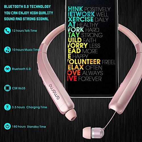 AMORNO Foldable Bluetooth Headphones Wireless Neckband Sports
