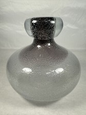 Vintage 1980's Murano Bullicante Art Glass Bubble Vase Amethyst Ombre Chunky