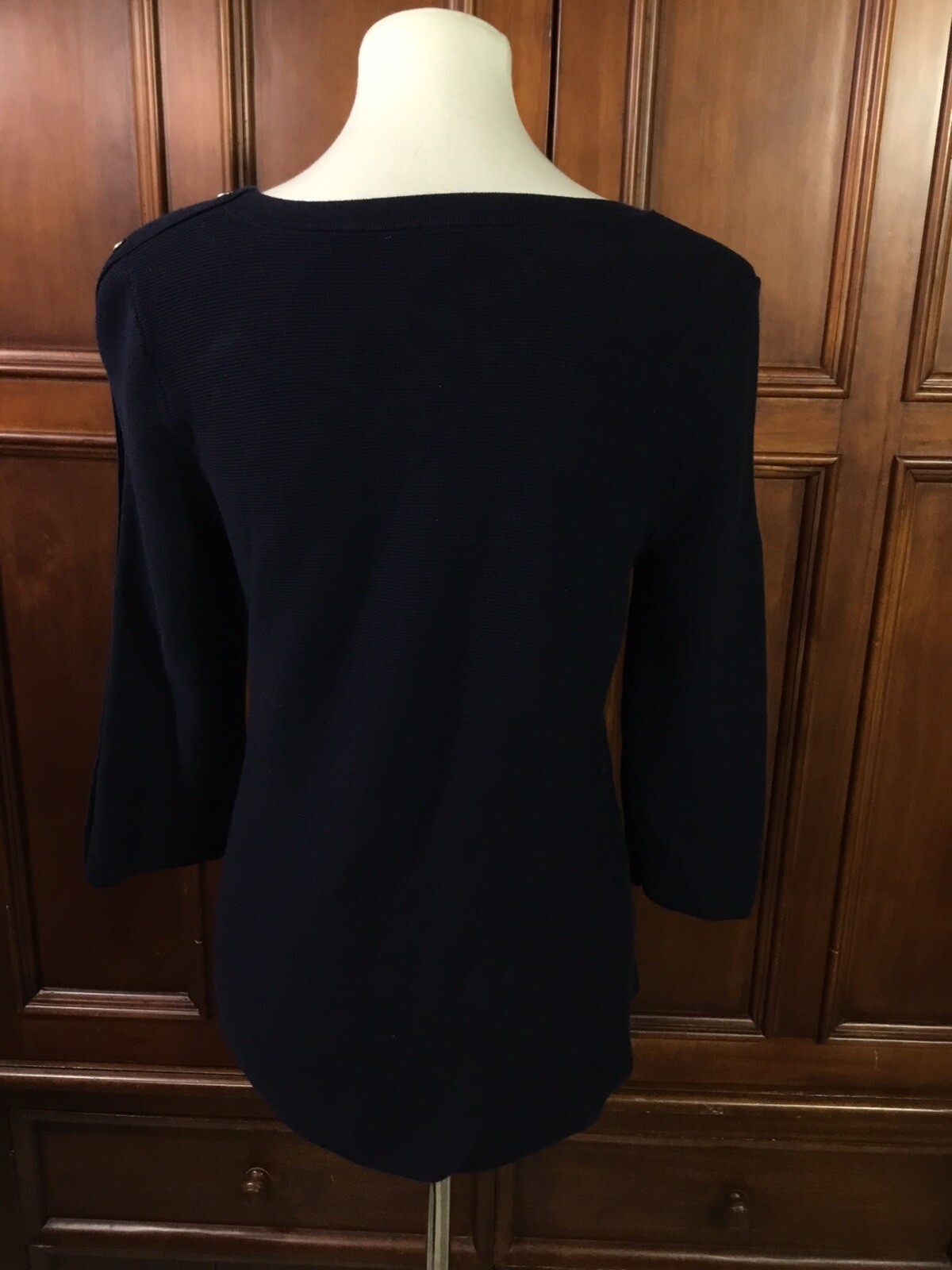 talbots solid navy buttons down left arm silver a… - image 6