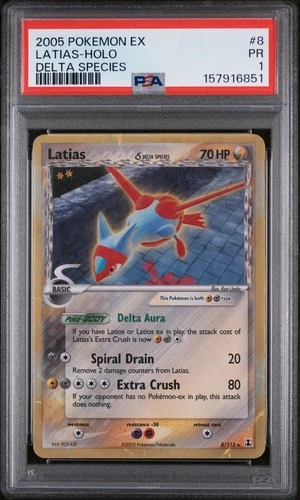 PSA 1 POP 22 Latias 8/113 EX Delta Species 2005 Holo Rare Pokémon Card