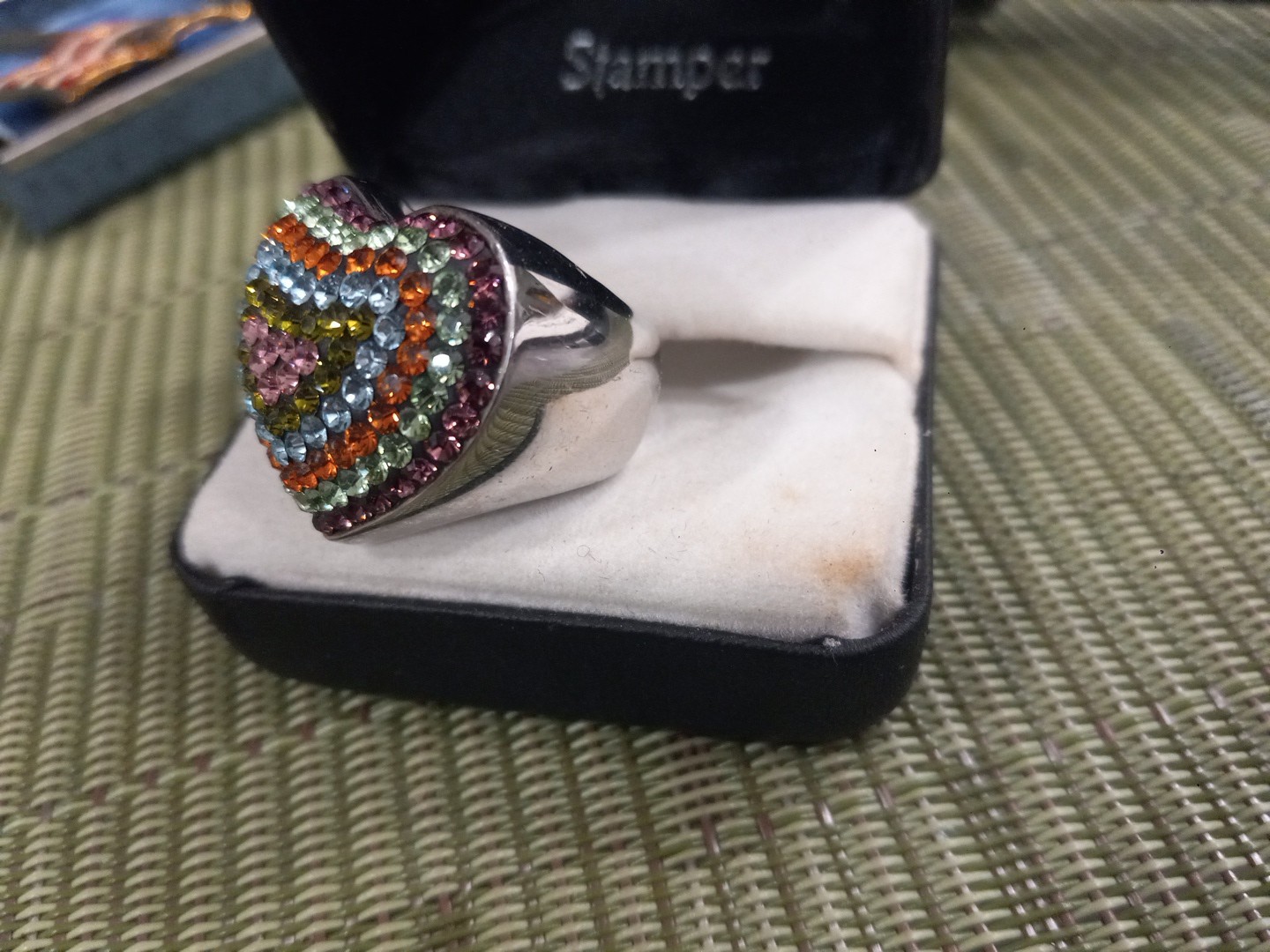 HEART RING STERLING SILVER MULTI COLORED CRYSTAL … - image 6