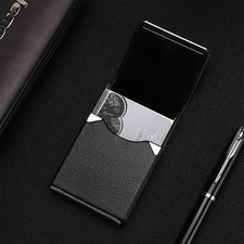 Business Card Holder Wallet PU Black Protective Sleeve
