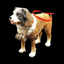 Saint Bernard Christmas Holiday 2.75  Tall Resin Hanging Ornament